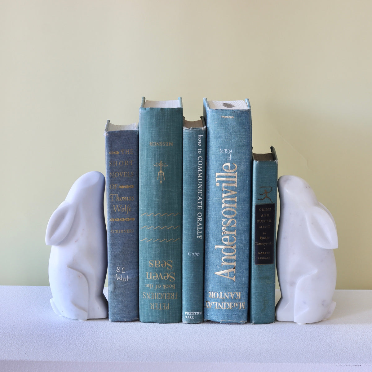 Hand-Carved Marble Bunny Bookends - Holistic Habitat 