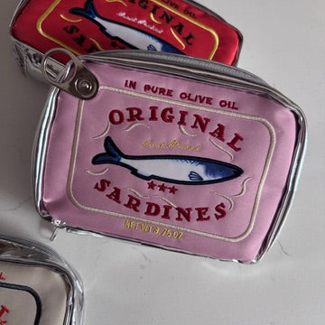 Pink Kitschy Cute Sardine Pouch - Makeup Bag - Clutch