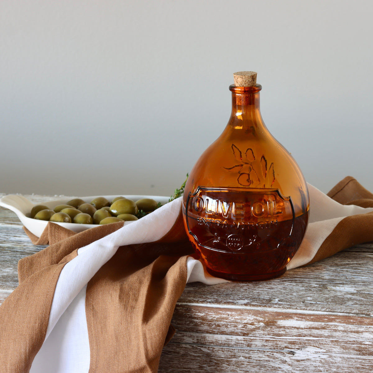 Apothecary Amber Glass Olive Oil Bottle - Holistic Habitat 