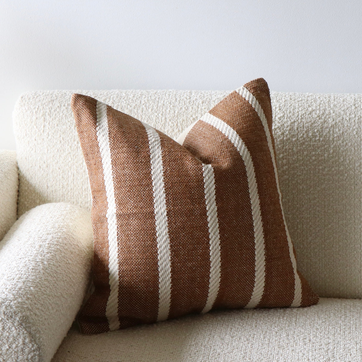 Bailey Rust & Cream Rope Stripe Pillow Cover