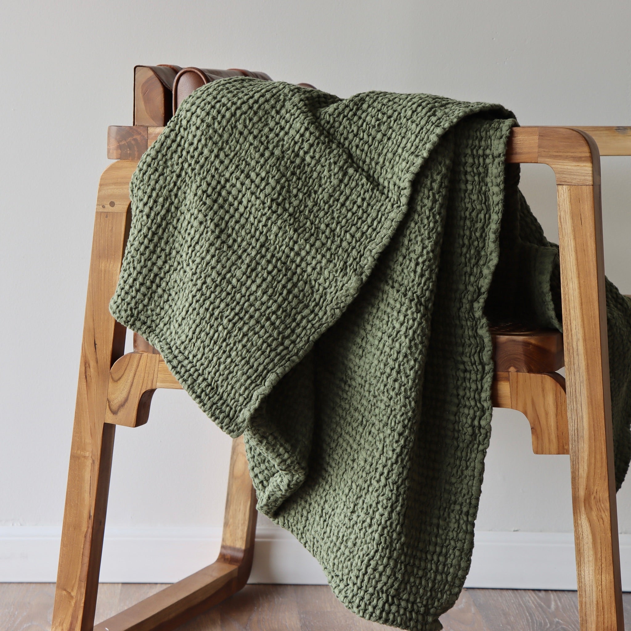 Olive Waffle Throw Holistic Habitat