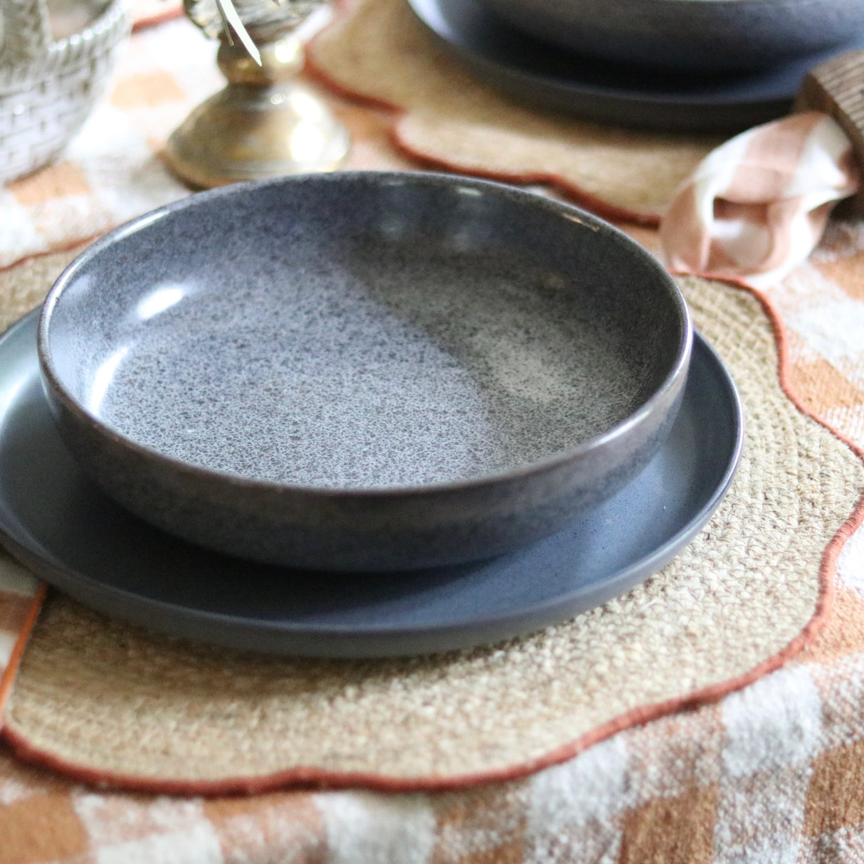 Stonewashed Indigo Ceramic Dinnerware Set - 18 Pieces