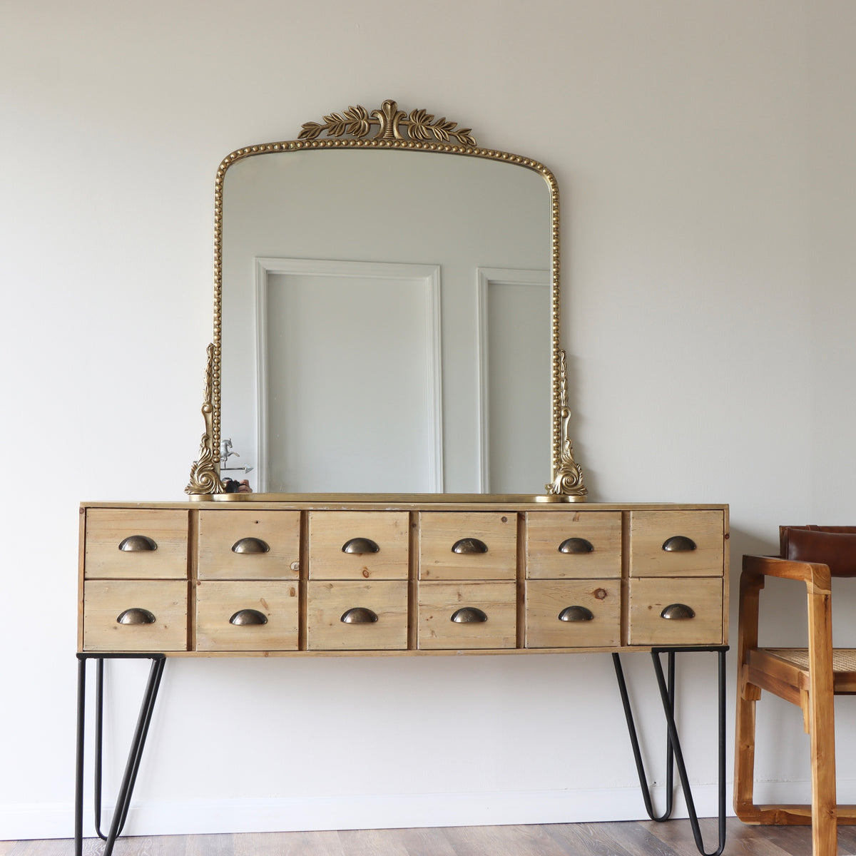 Rosalia Gold Wall Mirror With Ledge - Holistic Habitat 