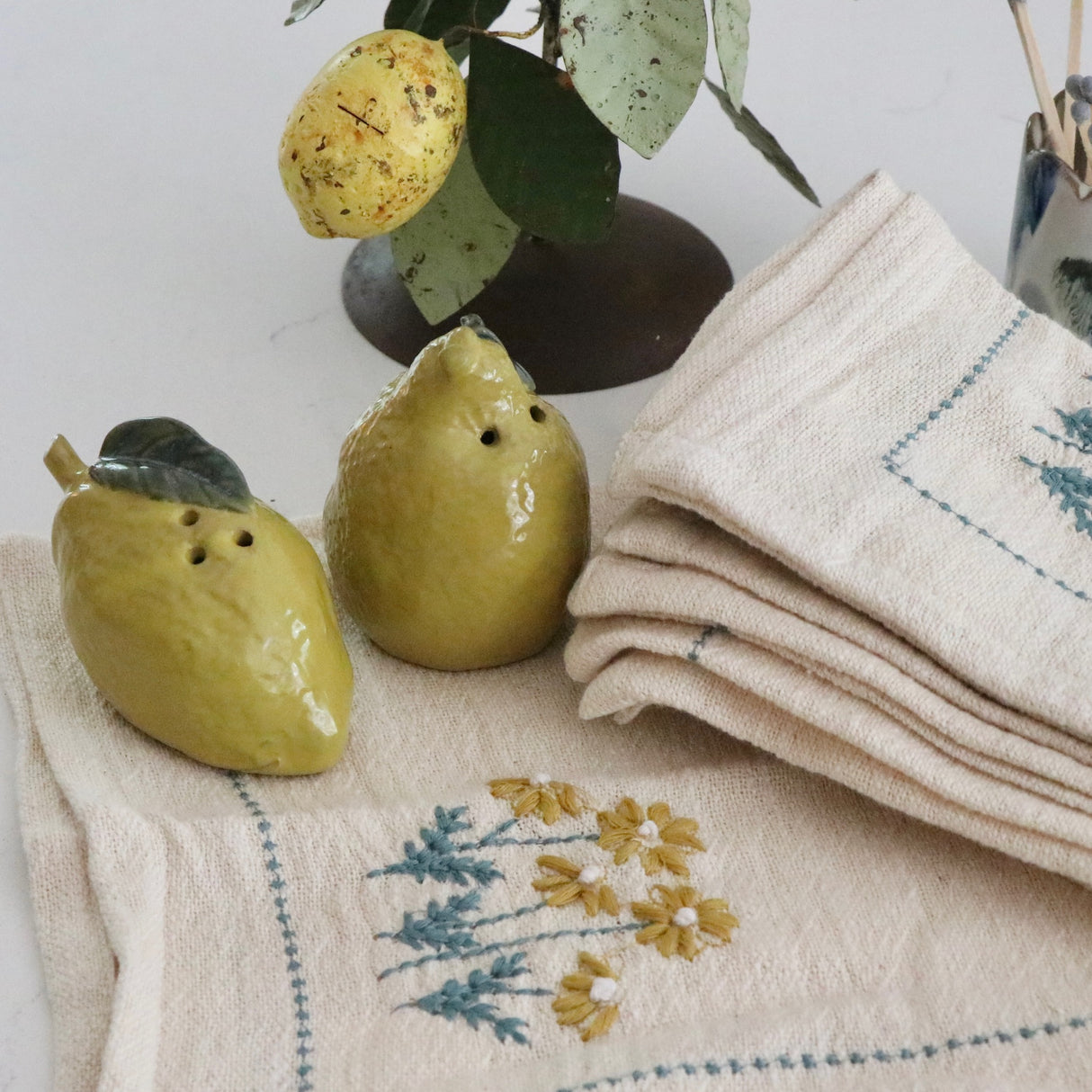 Lemon Hand-Painted Salt and Pepper Shakers