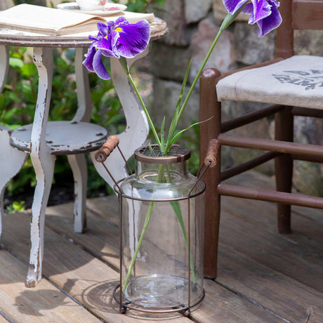 Milk Can Glass Jar with Flower Frog & Caddy - Holistic Habitat 