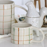 Plaid Hand-Painted Stoneware Mug