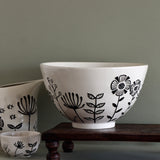 Juniper Garden Black and Ivory Embossed Stoneware Serving Bowl - Holistic Habitat 