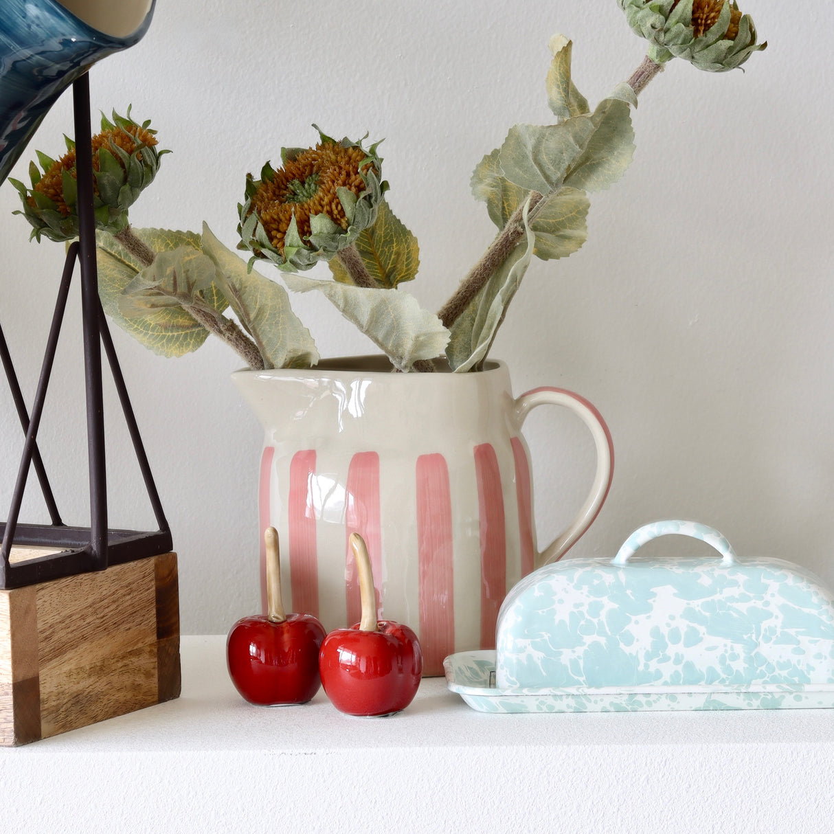 Robin's Egg Splatterware Enameled Butter Dish - Holistic Habitat 