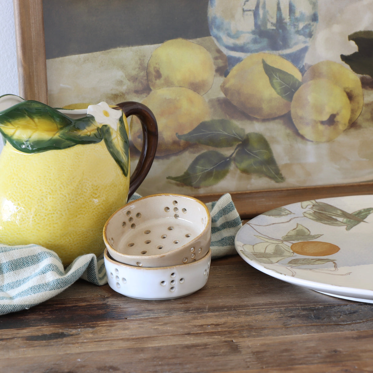 Patchwork Hand-Painted Scalloped Serving Platter