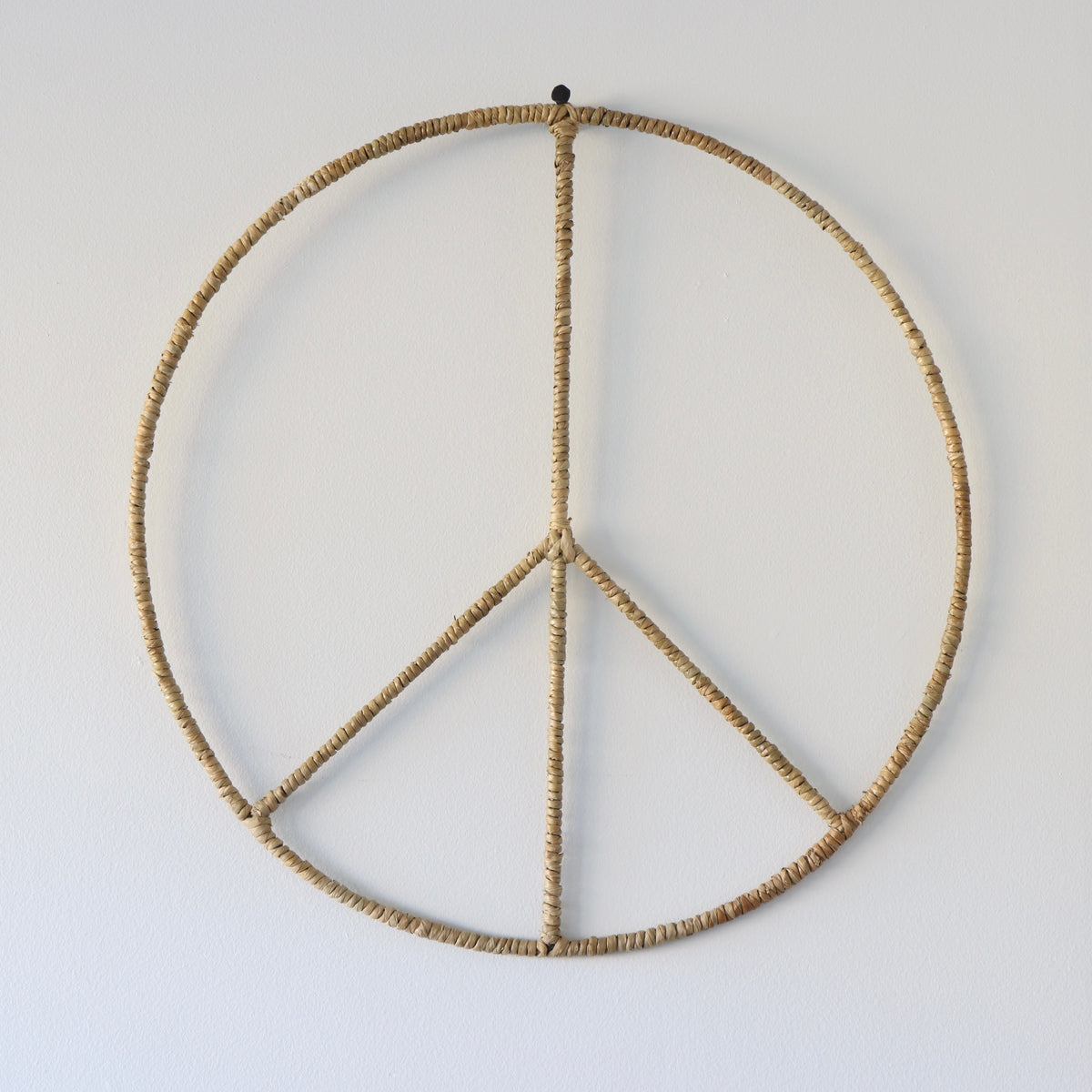 Groovy Peace Sign Seagrass and Iron Wall Hanging - Holistic Habitat 