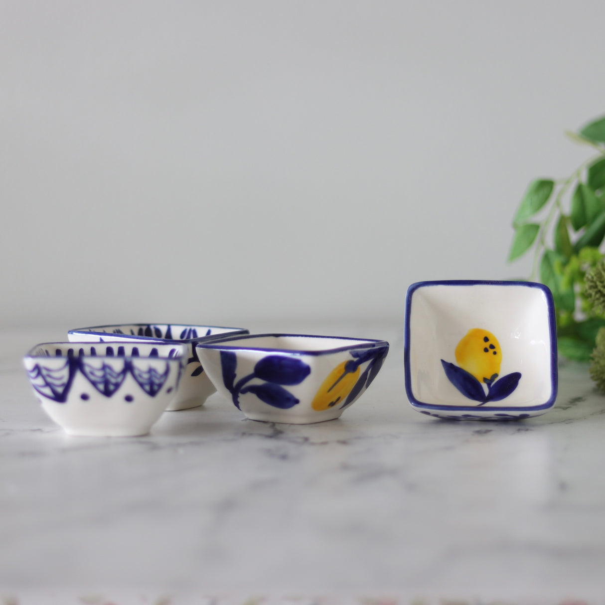 Citron Hand Painted Stoneware Bowls - Set of 4 - Holistic Habitat 