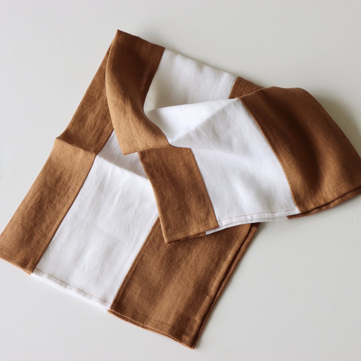 Cinnamon Zero-Waste Striped Linen Tea Towel - Holistic Habitat 