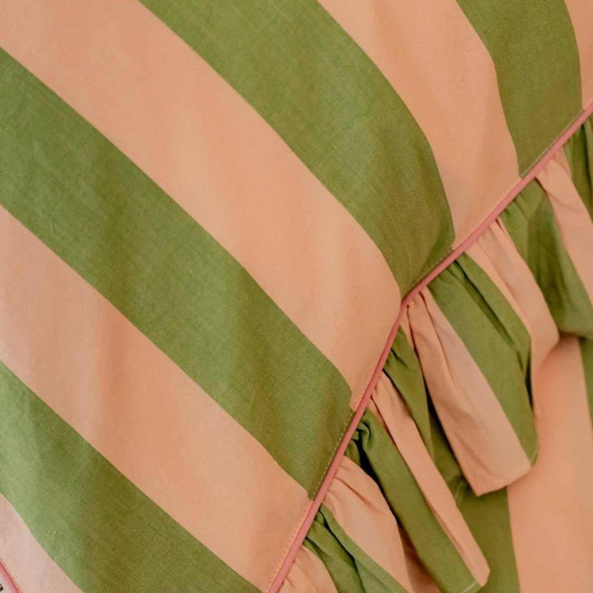 Pair of Cotton Pillowcases in Green Stripe