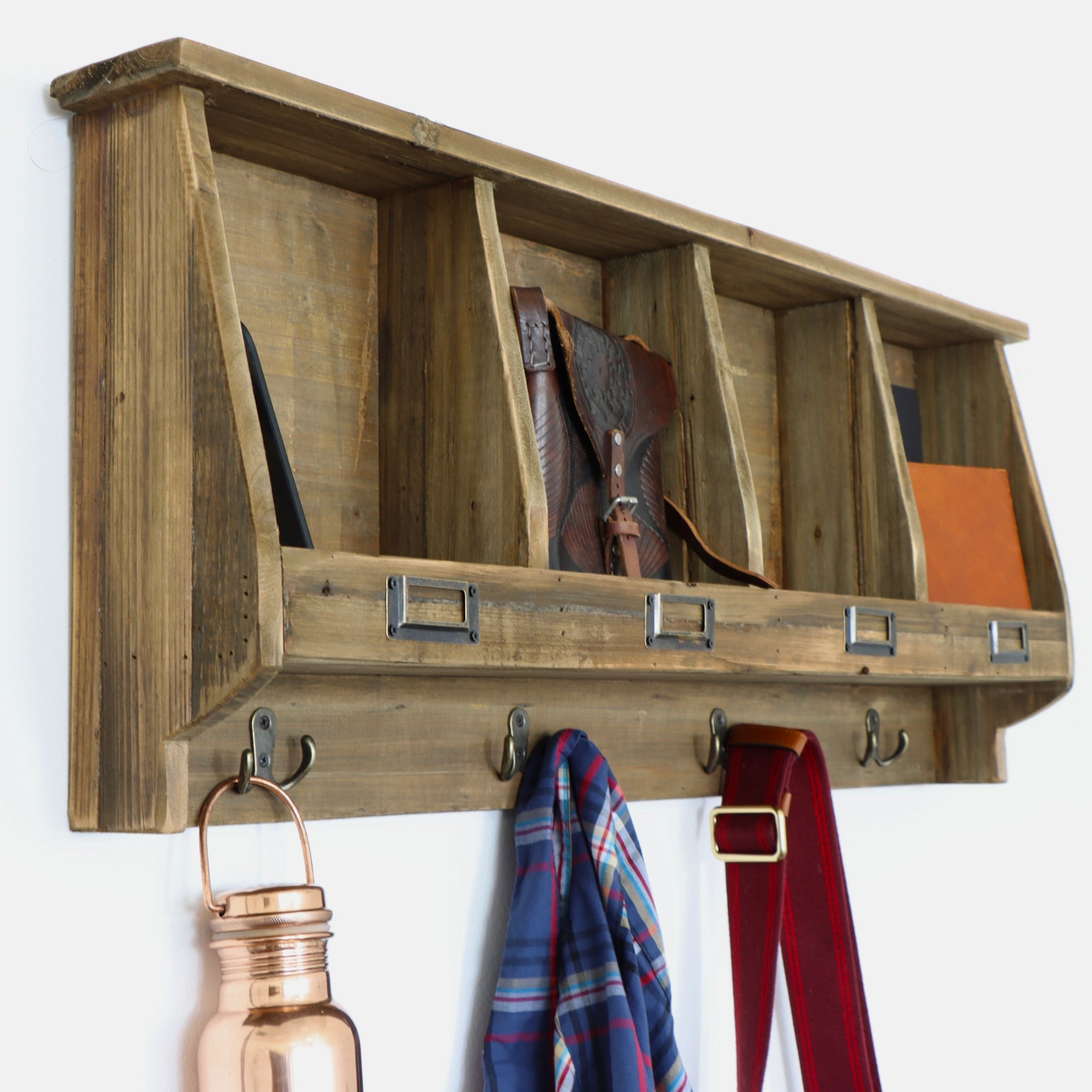 Wooden Cubby Shelf with Hooks Holistic Habitat