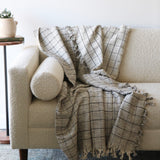 Milah Grey Check Turkish Cotton Throw Blanket