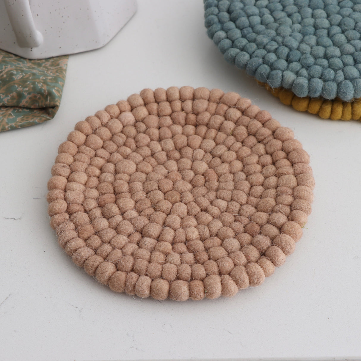 Earth & Sky Handmade Wool Felt Ball Trivet - Holistic Habitat 