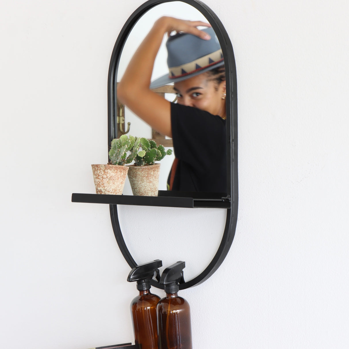 Arlo Arched Metal Mirror With Shelf - Holistic Habitat 