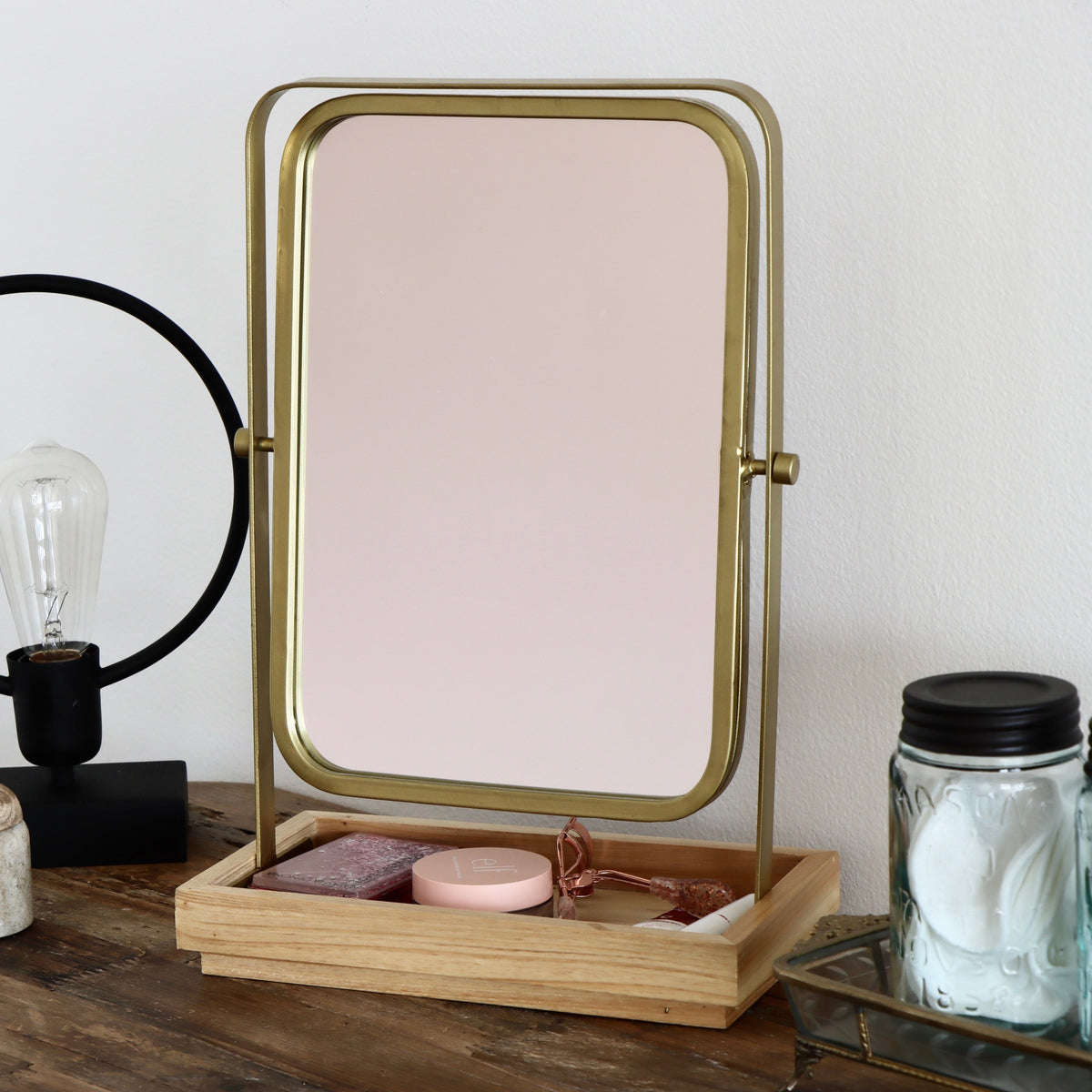 Mila Rotating Gold Makeup Mirror - Holistic Habitat 