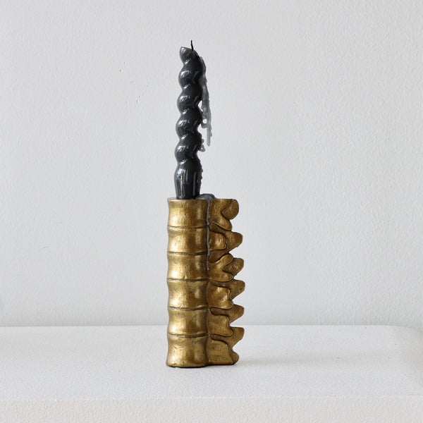 Antique Gold Spine Candle Holder - Large | Holistic Habitat