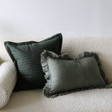 Pine Green Pinstripe Wool Blend Pillow Cover