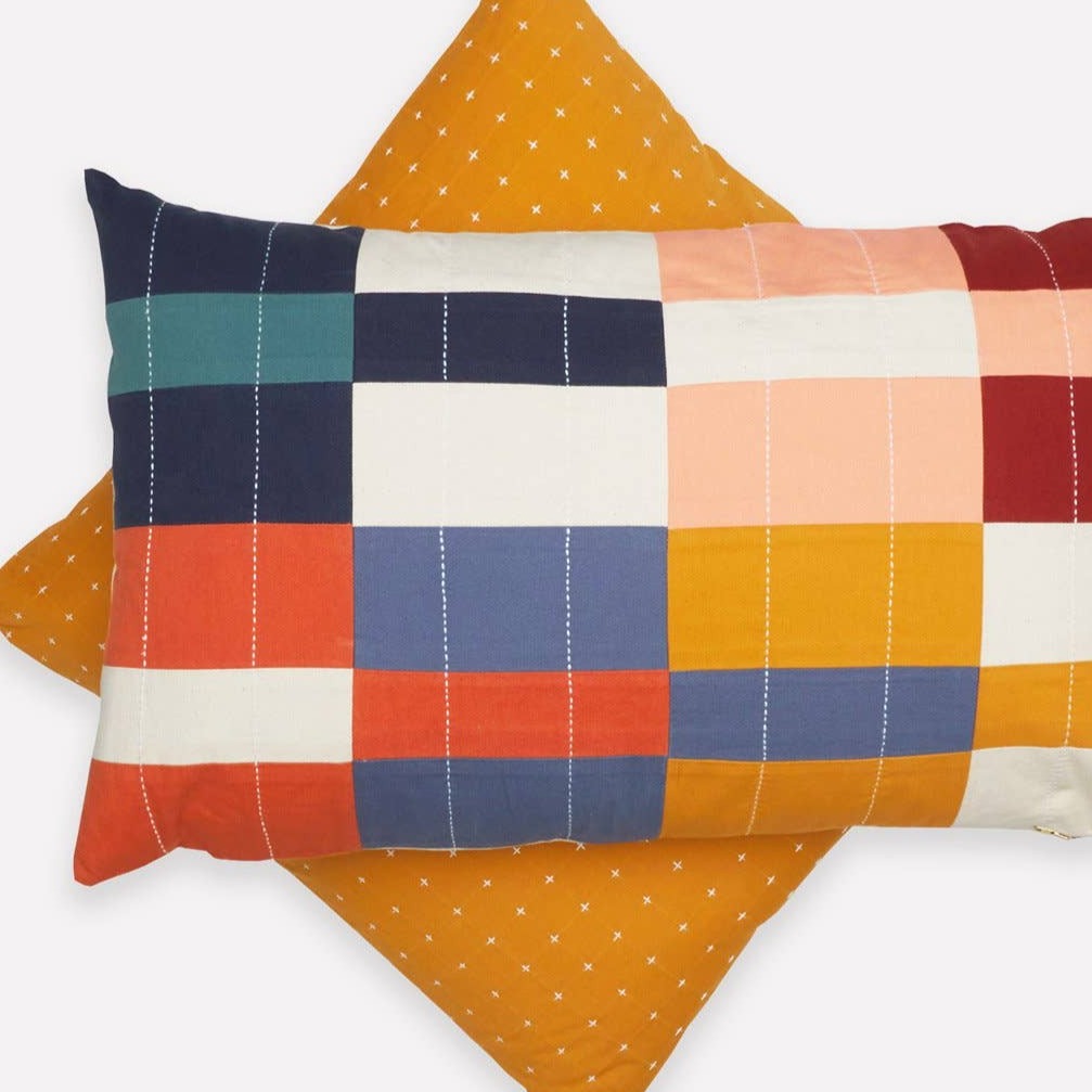 Multi Check Lumbar Pillow Cover - Holistic Habitat 