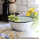 Country Kitchen Enameled White Colander - Holistic Habitat 