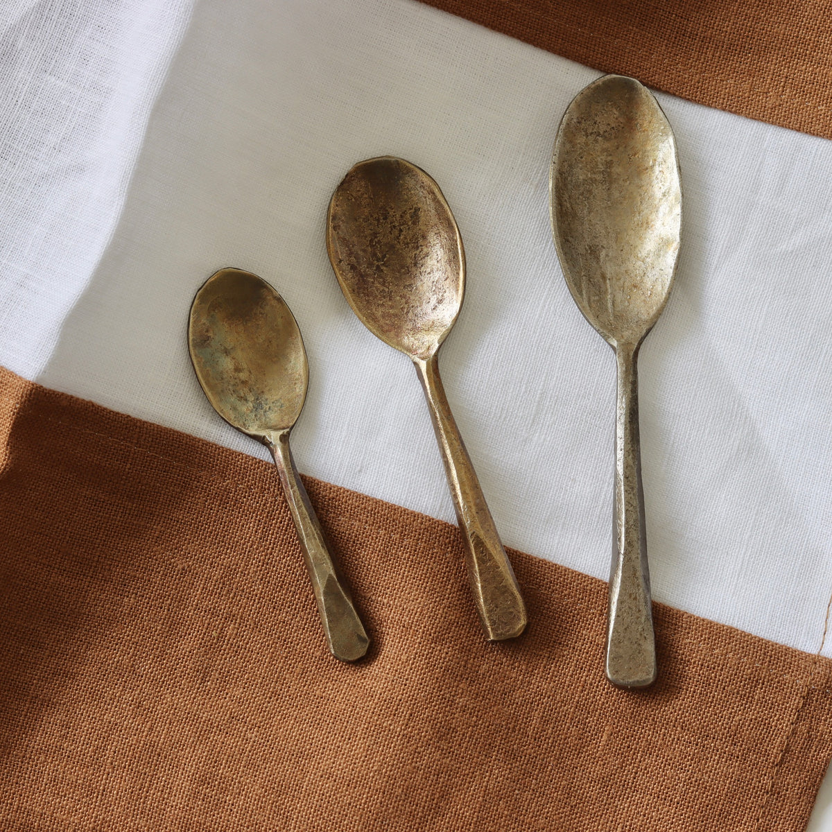 Hand Forged Gold Finish Iron Spoons - Set of 3 - Holistic Habitat 