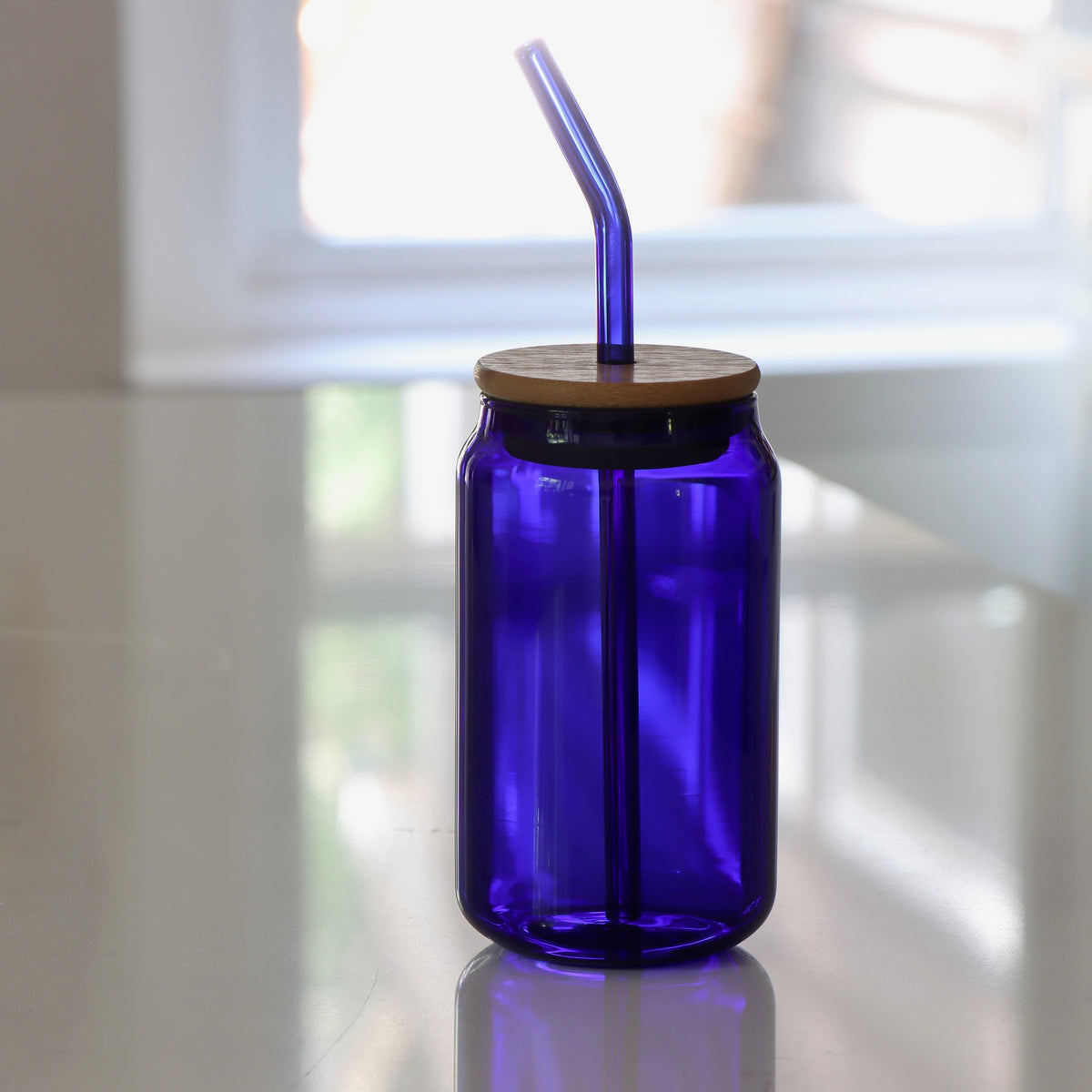 Cobalt - On the Go - 20 oz Drinking Glass with Lid &amp; Straw - Holistic Habitat 