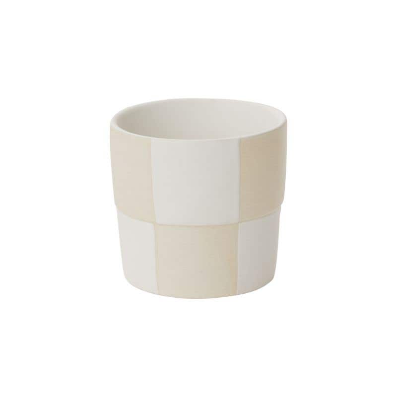 Beige and Ivory Checkerboard Pot - Small - Holistic Habitat 