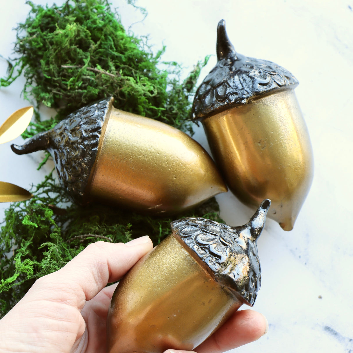 Gold Cast Aluminum Acorn - Holistic Habitat 