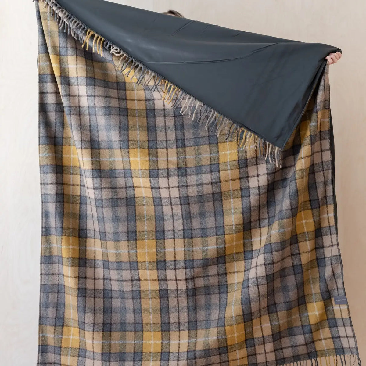 Recycled Wool Picnic Blanket &amp; Carrier - Buchanan Natural Tartan - Holistic Habitat 