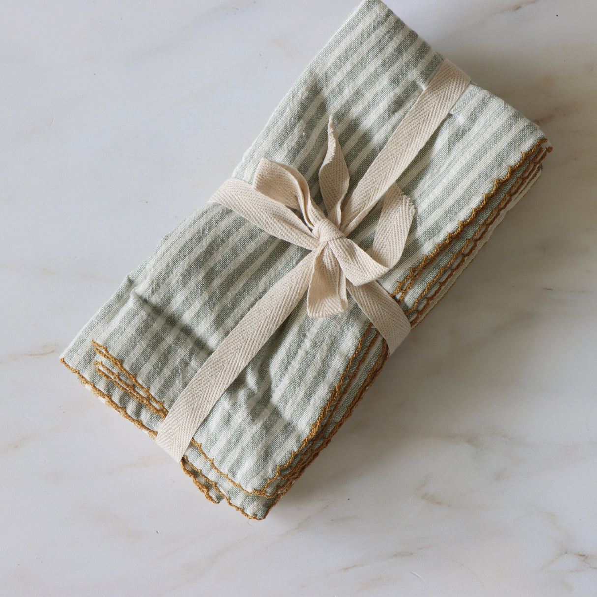 Ticking Stripe Cotton Napkins - Set of 4 - Holistic Habitat 