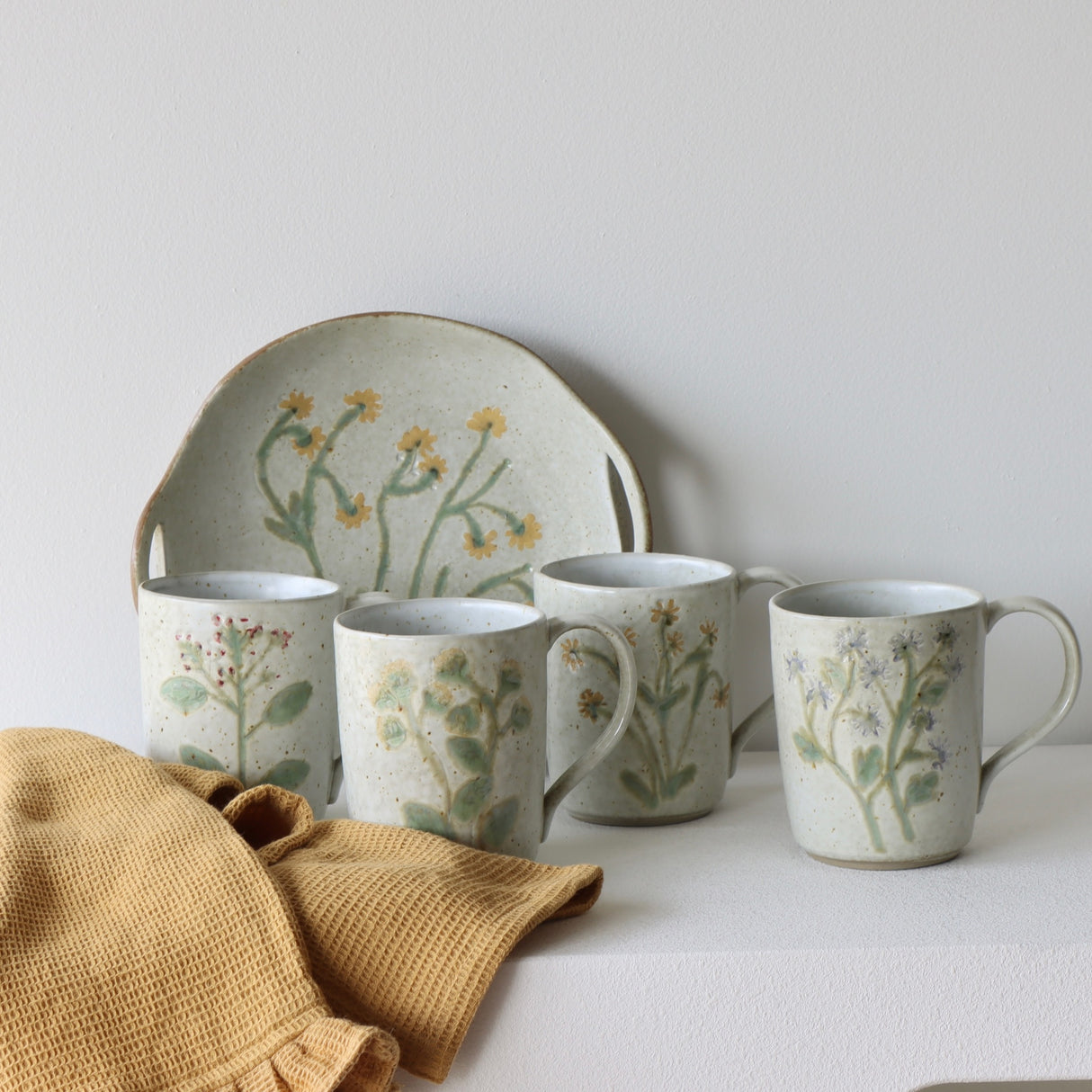 Forsythia Hand Painted Stoneware Bowl - Holistic Habitat 