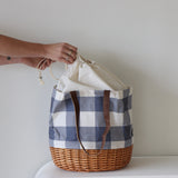 Coronado Canvas and Willow Basket Tote | Blue Check - Holistic Habitat 