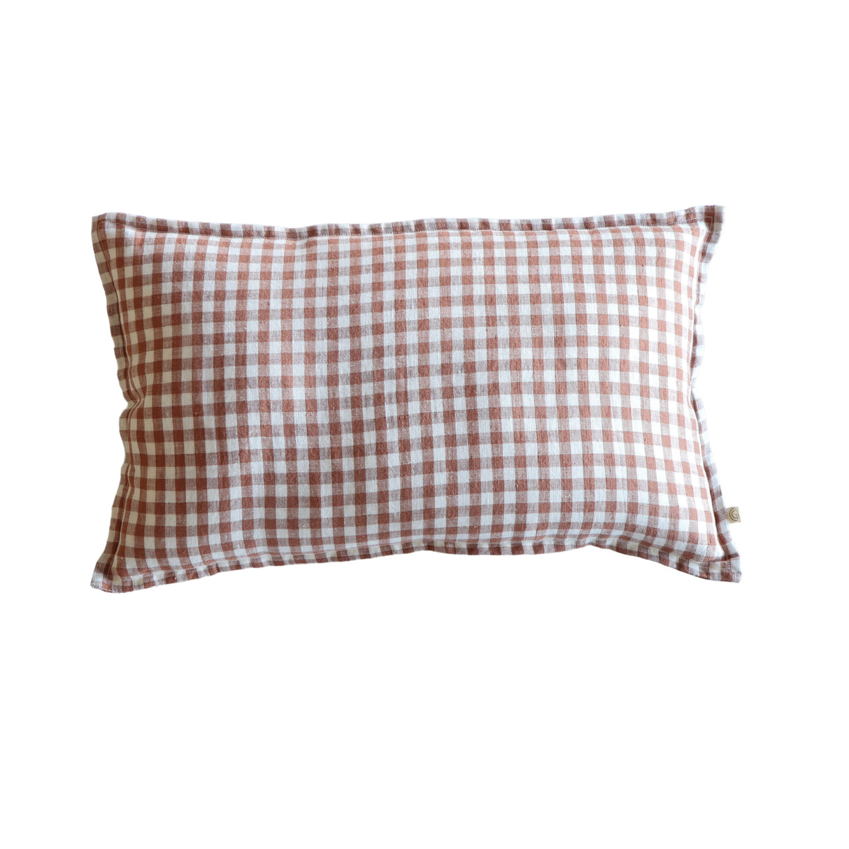 LIN VICHY - BRIQUE Gingham Lumbar Pillow 12 x 20 - Holistic Habitat 