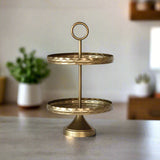 Gold Scalloped Metal Two Tier Desert Tray