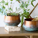 Patinated Copper Planter Large - Set of 2 - Holistic Habitat 