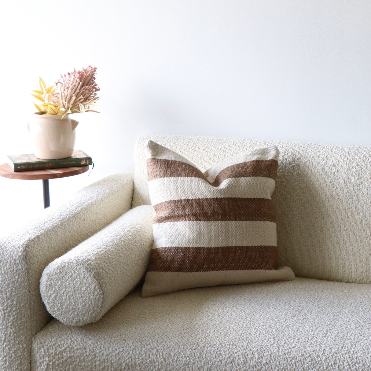 Arian Brown & Cream Stripe Pillow Cover