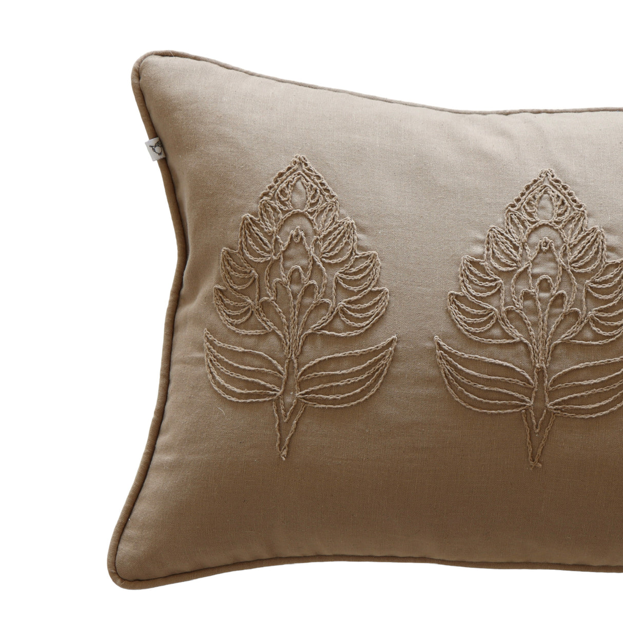 Elizabeth Embroidered Blossom Lumbar Pillow Cover - Coffee - Holistic Habitat 