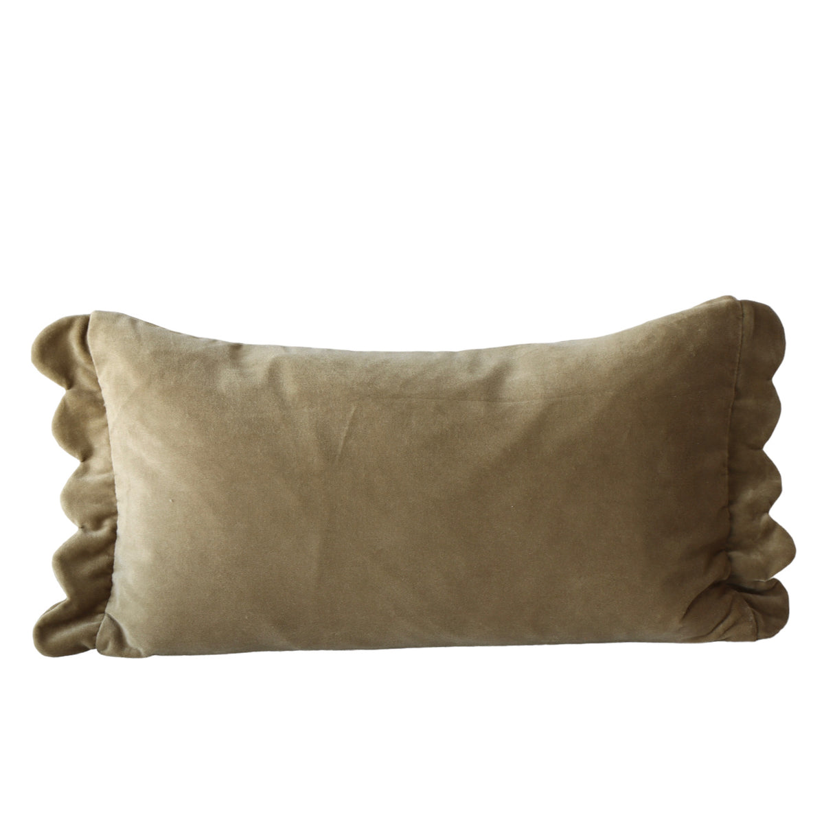 Sylvie Truffle Velvet Scalloped Lumbar Pillow 21x12 - Holistic Habitat 