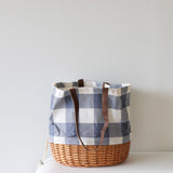 Coronado Canvas and Willow Basket Tote | Blue Check - Holistic Habitat 