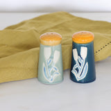 Blue Bell Hand Painted Stoneware Salt & Pepper Shakers - Holistic Habitat 