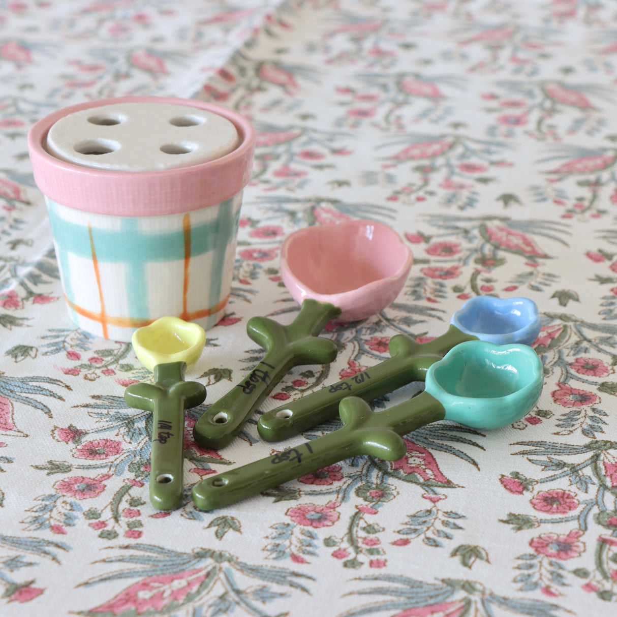 Flower Pot Hand-Painted Measuring Spoons