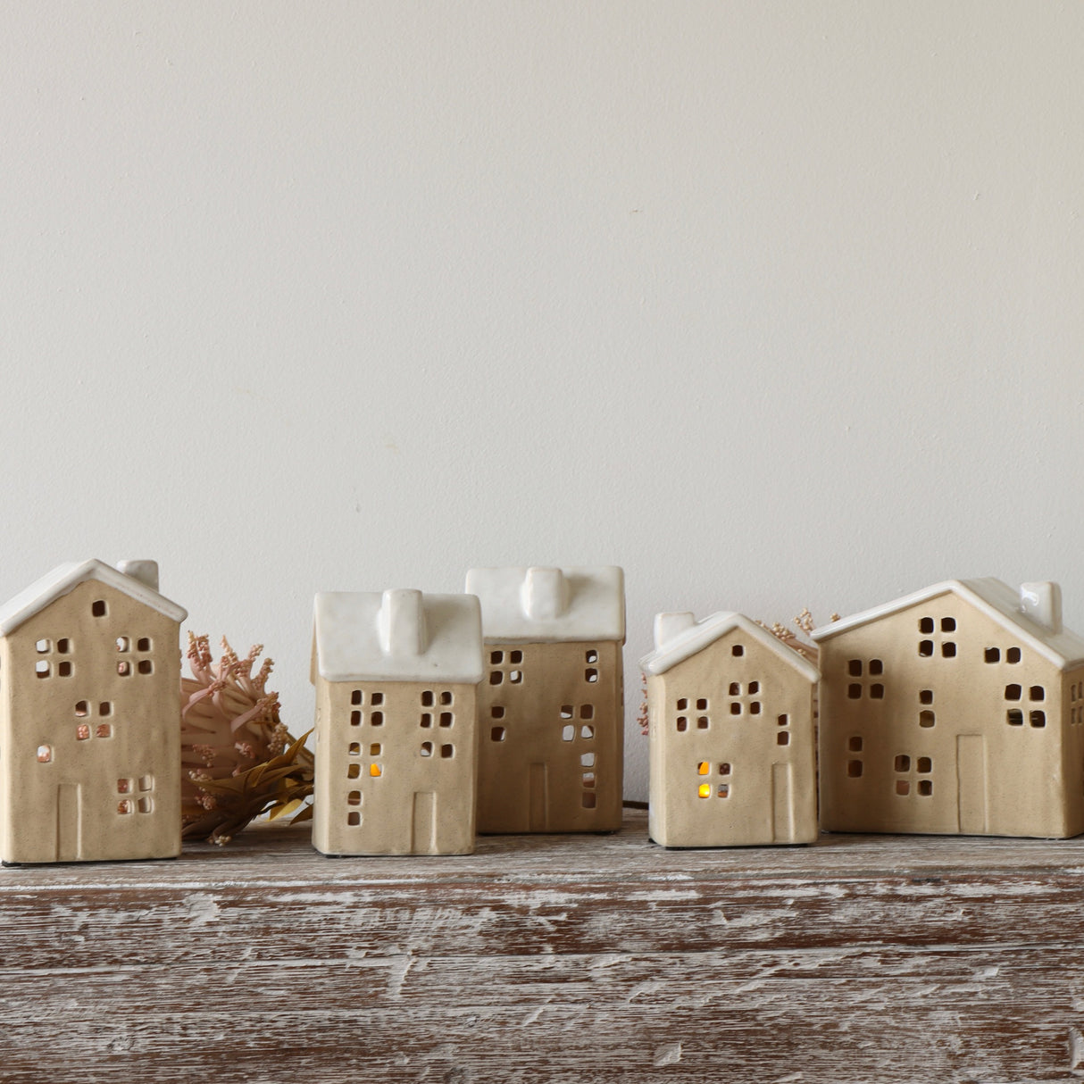 Ceramic Village Luminaries - Set of 5 - Holistic Habitat 