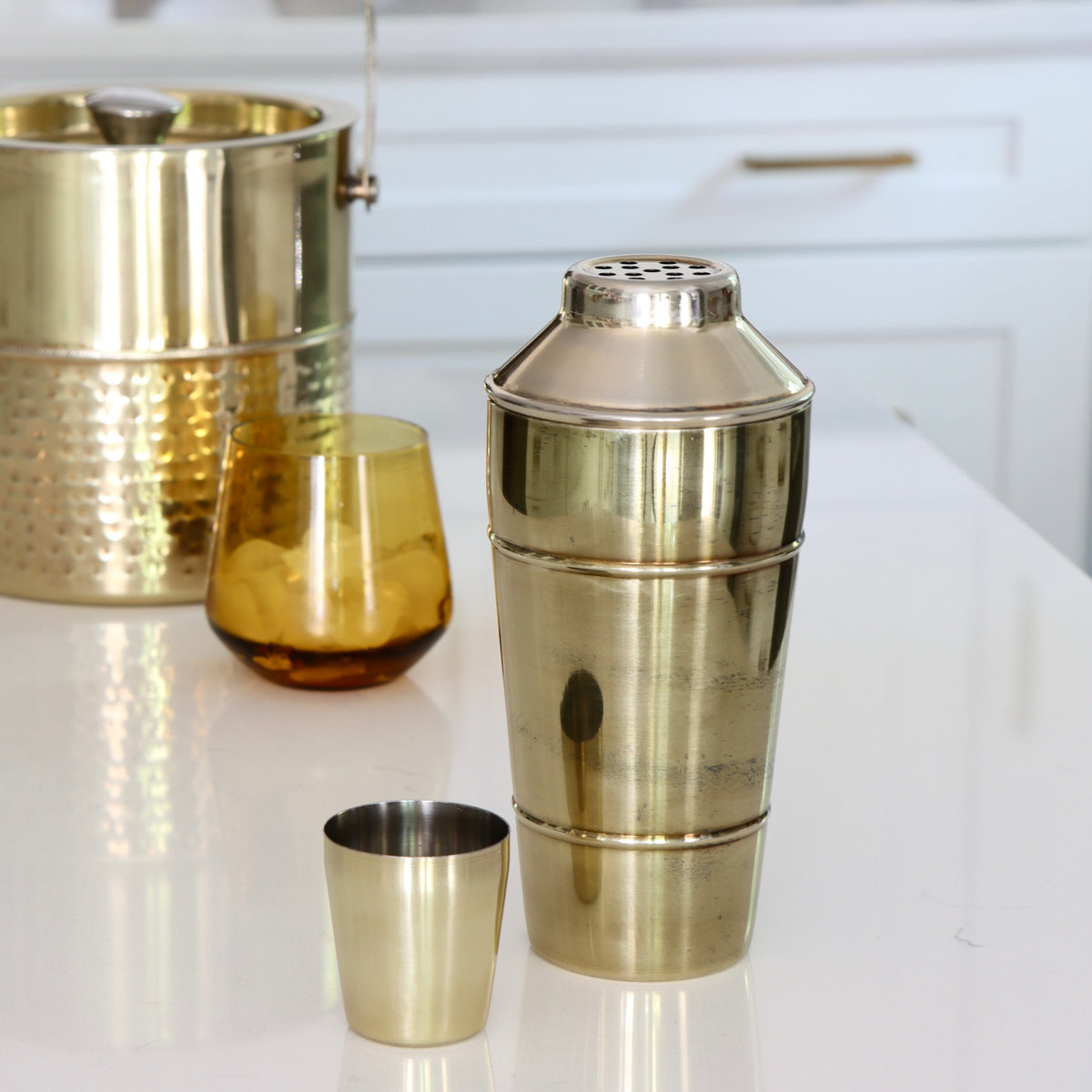Oro Brass Finished Stainless Steel Cocktail Shaker - Holistic Habitat 