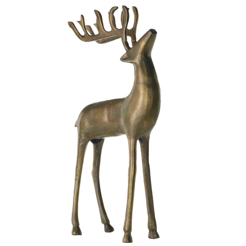 Gold Cast Aluminum Reindeer - Short - Holistic Habitat 