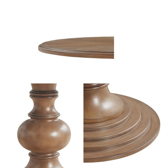 Dani Round Turned Wood Pedestal Dining Table - Holistic Habitat 