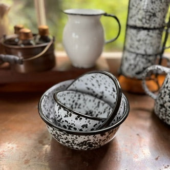 Black Splatter Enameled Bowls - Set of 3