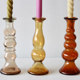 Smoked Recycled Glass Taper Candle Holders / Bud Vases - Set of 3 - Holistic Habitat 