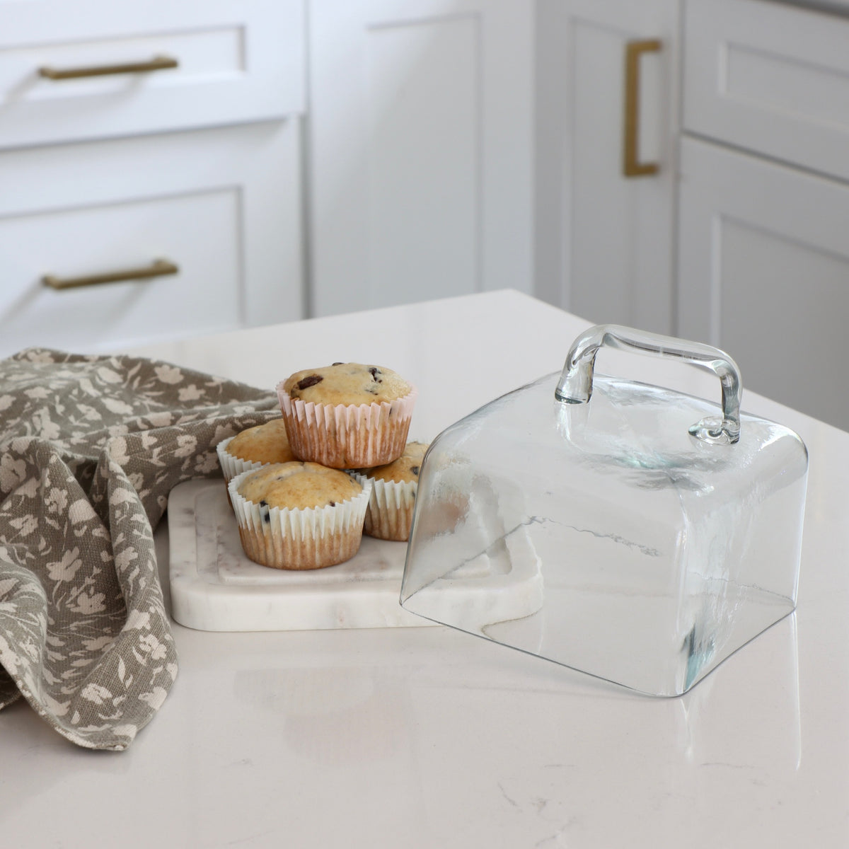 Glass Cloche and Marble Square Covered Dish - Holistic Habitat 